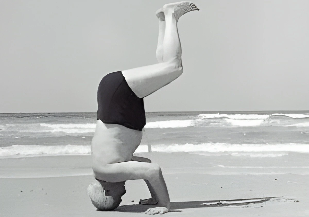 Israel's First Prime Minister David Ben-Gurion standing on his head