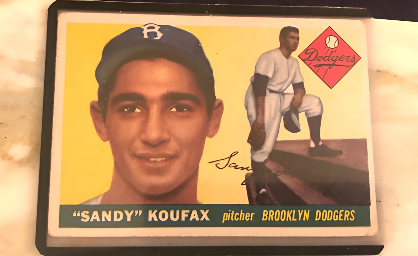 Jewish baseball player Sandy Koufax 1955 rookie card topps